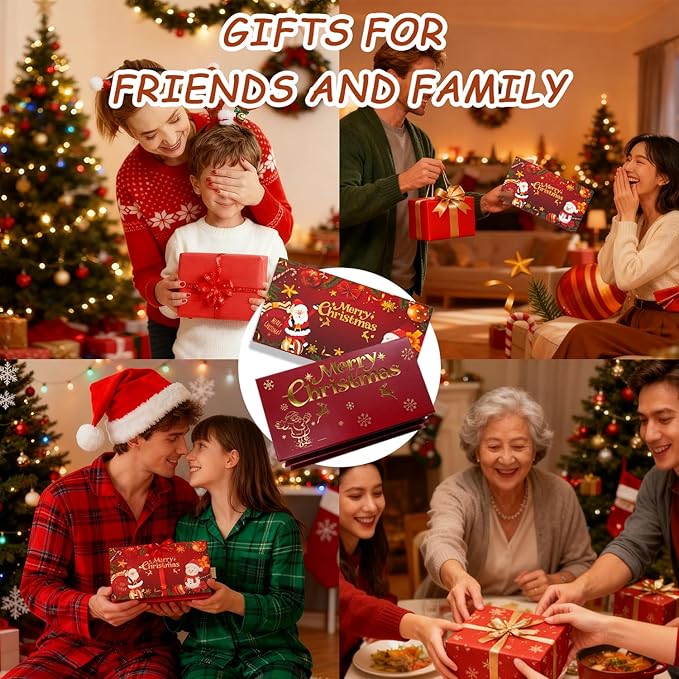 Christmas Cash Gift Envelopes 6 Slots, 2026 Upgrade Christmas Cash Gift Envelope, Surprise ChristmasGift Card Holder for Checks or Cards (Style-A)