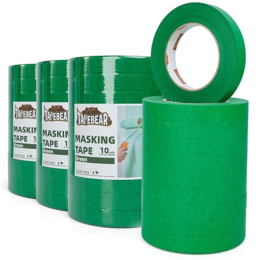 TAPEBEAR Green Painters Tape Multi-Surface Masking Tape 0.7 inch x 60 Yard, Indoor and Outdoor Painting Tape, Residue Free Easy Removal with Sharp Lines, Paint Tape for Walls, Auto, Home, 40Rolls