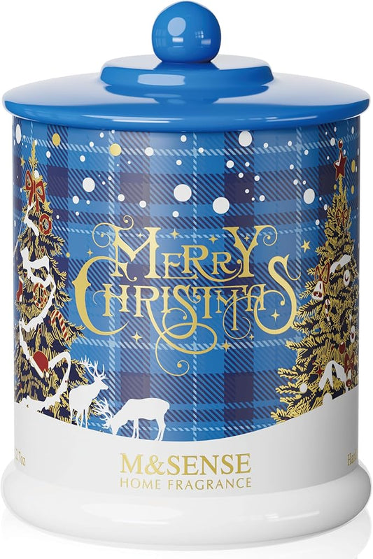 M&SENSE Christmas Candles Winter Snowflake Scented, Soy Wax 12.7oz 75 Hours Non Toxic Clean Burn, Double Wick Holiday Relaxing Aromatherapy Candle for Home, Luxury Candle Gifts for Women