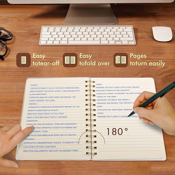 Lined Spiral Notebook College Ruled A5 Journal Book for Note Taking, 160 Pages Writing Journal for Office and Home School Supplies 5.75x8.125 inch - LightGrey