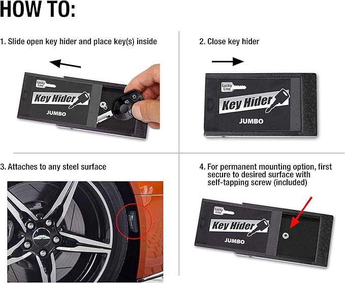 Lucky Line Jumbo Magnetic Key Hider, Case Holder for Larger Keys and Transponders (91501)