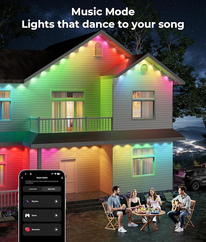 Permanent Outdoor Christmas Lights Pro, 100ft RGBWW & 60LM Triple-LED Smart Lights, Christmas Decorations Outdoor with 79 Scene Modes, IP67 Waterproof Work with Alexa, Google Assistant