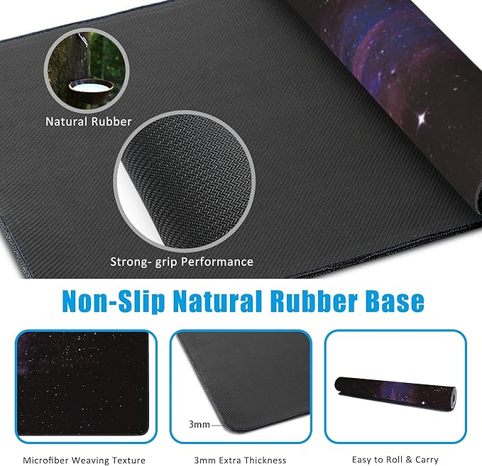 Mouse Pad,Abstract Space Desk Mat for Desktop,Desk Pad with Non-Slip Base and Stitched Edge,Extended Mousepad for Office and Home 35.4X15.7 Inch