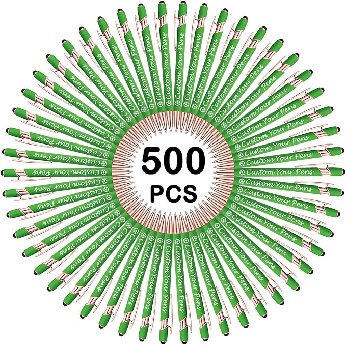 Amlion Personalized Custom Pens with Name Engraved Logo Text,500 Customized Writing Stylus Pen Promotional Item Gift for Men Women Office Business Wedding-Lighr Green