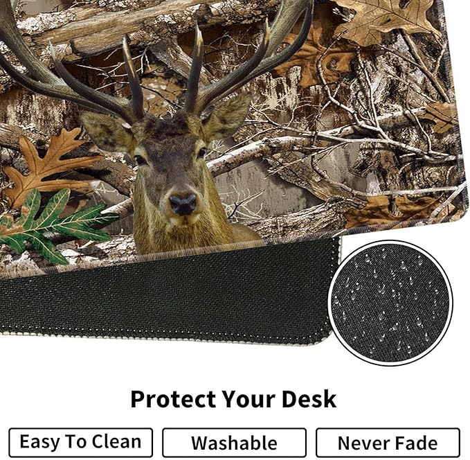 Large XXL Gaming Desk Mat 31.5"x 11.8", Ergonomic Keyboard Wrist Rest & Mouse Pad Wrist Rest + Coaster Set, Non-Slip Base, Memory Foam, Office and Home, Camouflage Giraffe