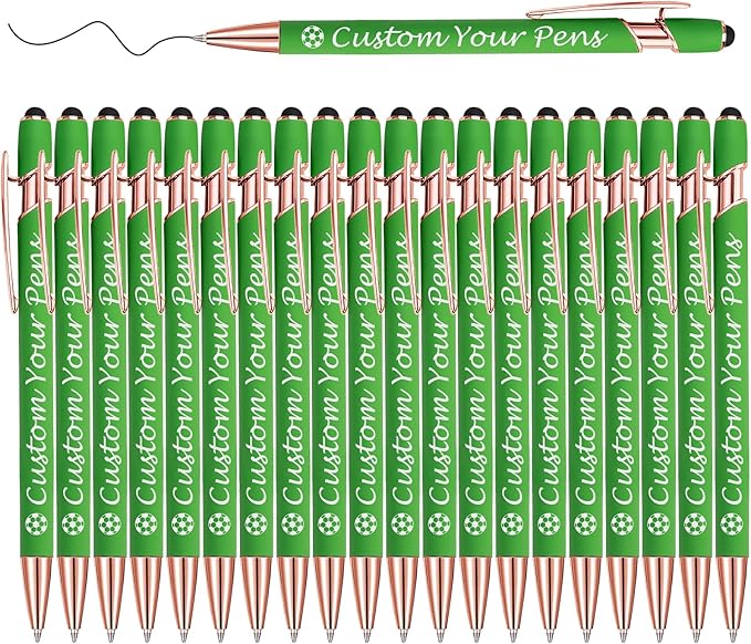 Amlion Personalized Custom Pens with Name Engraved Logo Text,20 Customized Writing Stylus Pen Promotional Item Gift for Men Women Office Business Wedding-Lighr Green