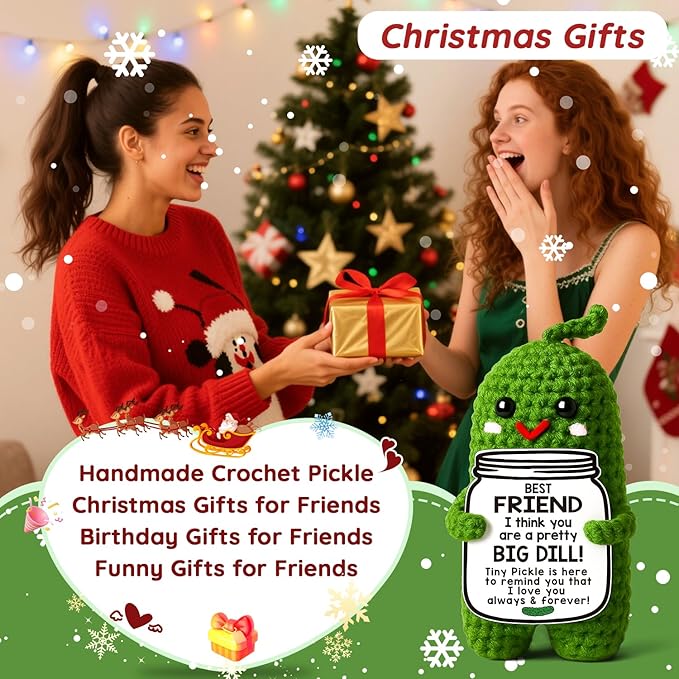 MAMAGIFTREE Funny Sister Gifts Birthday Gifts Christmas for Sister Stocking Stuffers, Big Sister Little Sister Gifts Secret Sister Gift from Sister, Handmade Crochet Pickle Present Adult Sister