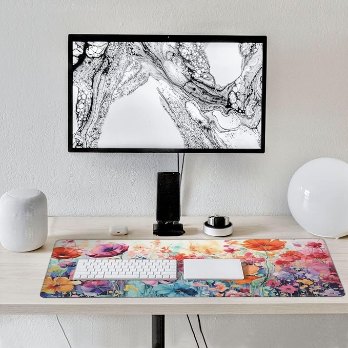 35.4 x 15.7 in, Waterproof XXL Large Mouse Pad for Desk, Extended Keyboard Mouse Mat for Computer Office, Big Laptop Mouse pad, Gaming Pc-Colorful Flowers