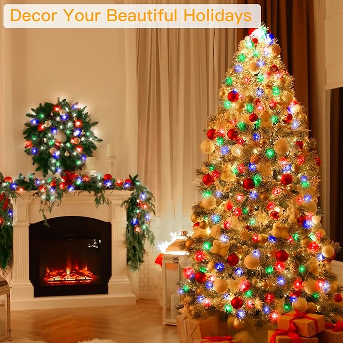 Ollny Christmas Lights, 66FT 200LED Christmas Tree Lights with 11 Modes Remote Control IP44 Waterproof Color Changing Outdoor Christmas Lights for Outside Indoor Patio Xmas Decorations