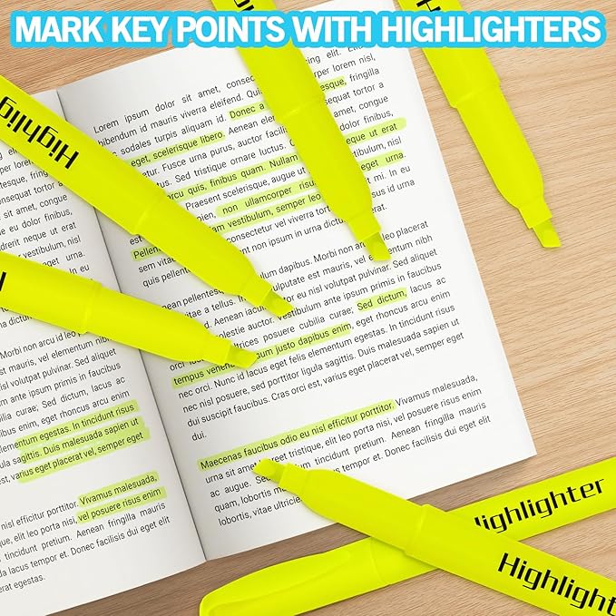 Highlighters Bulk - Quick-Dry No Bleed Markers for Office Classroom School Supplies Adults Kids Teachers Students (Yellow, 30)