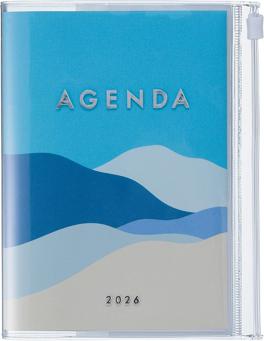 MARK'STYLE A6 Weekly Vertical Planner 16 Months (Sep. 2025 – Dec. 2026) with Soft Transparent PVC Cover,Refillable, Pocketed, for Daily Organizing & Planning (Mountain Blue)