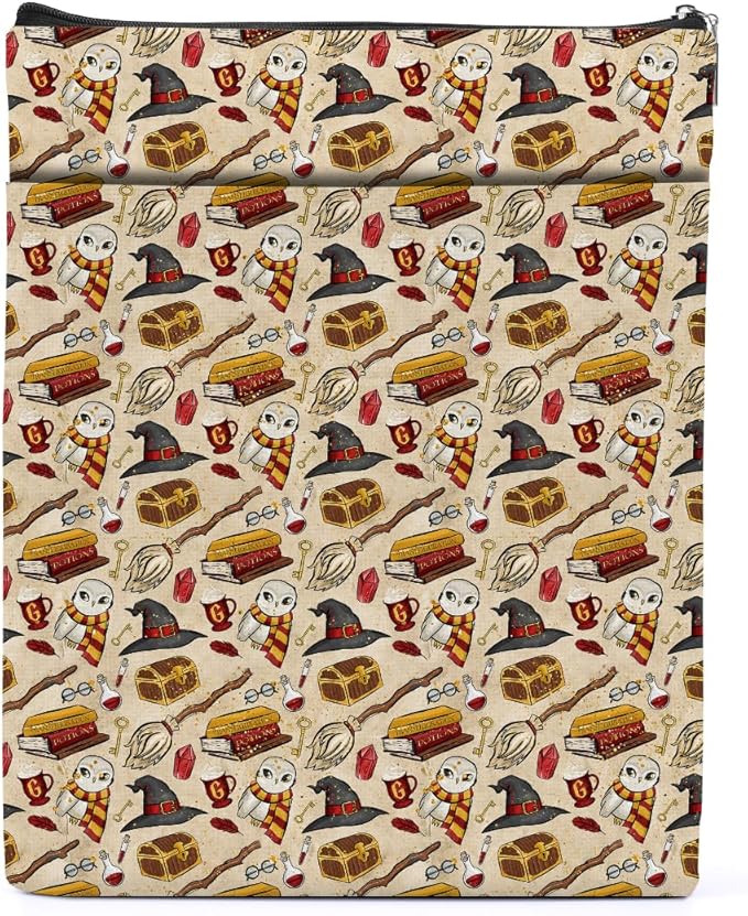 Magic Stuff Magic Owl Book Sleeve Book Cover Book Lovers Gifts Book Club Gifts Wizard Book Protector Book Gifts for Readers Women Her Magic Movie Fans Bibliophile Bookworm Graduation Birthday Gifts