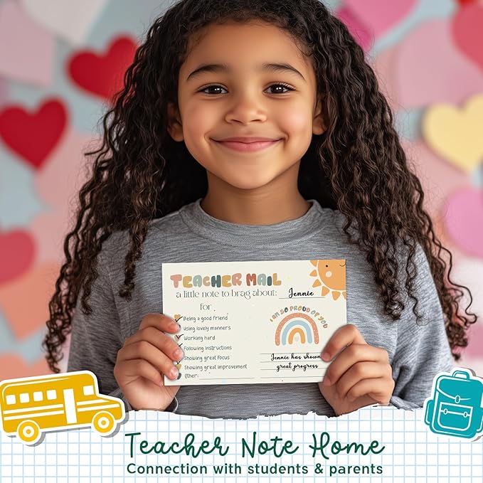 LOVEDMORE Boho Sunshine Teacher Mail Cards for Classroom, Preschool, Elementary Classroom Incentives Cards for Students