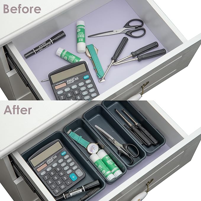 Office Drawer Organizers Bins Junk Drawer Organizers Tray Storage Dividers for Office Desk Dress Makeup (13pcs 2Size)