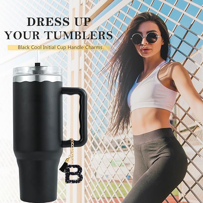 Letter Charm Accessories for Stanley Cup 1 PCS Cute Initial Keychain Handle Charm for Stanley Tumbler for Women