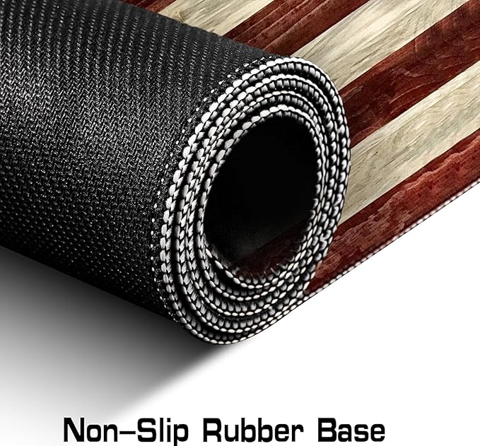 Personalized American Flag Wood Grain Computer Keyboard Desk Pad, Cute Female Office and Study Full Desk Extended Mouse Pad 35.4 x 15.7 Inches