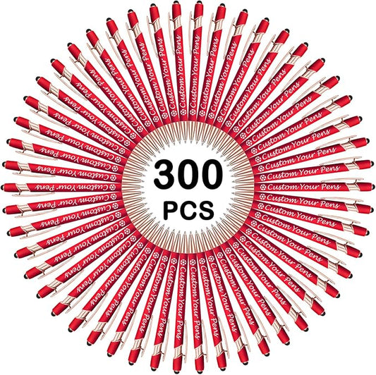 Amlion Personalized Custom Pens with Name Engraved Logo Text,300 Customized Writing Stylus Pen Promotional Item Gift for Men Women Office Business Wedding-Red