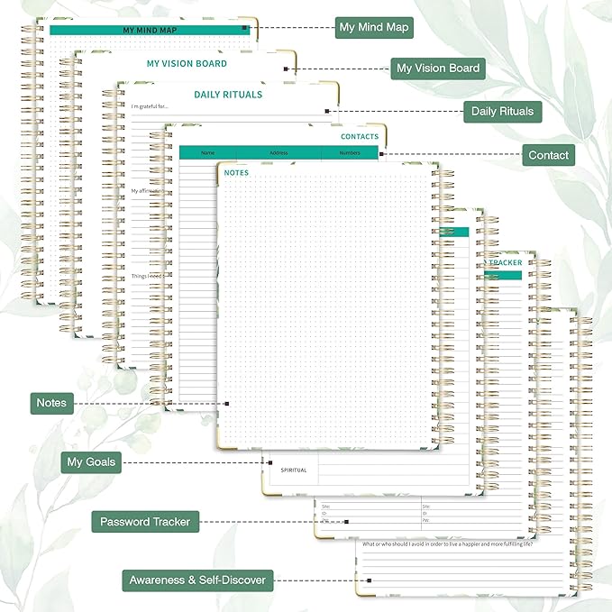 Ospelelf Undated Spiral Bound Planner Daily, Weekly and Monthly Planner 2025-2026, Work Planners 12 Month 8.5 x 11