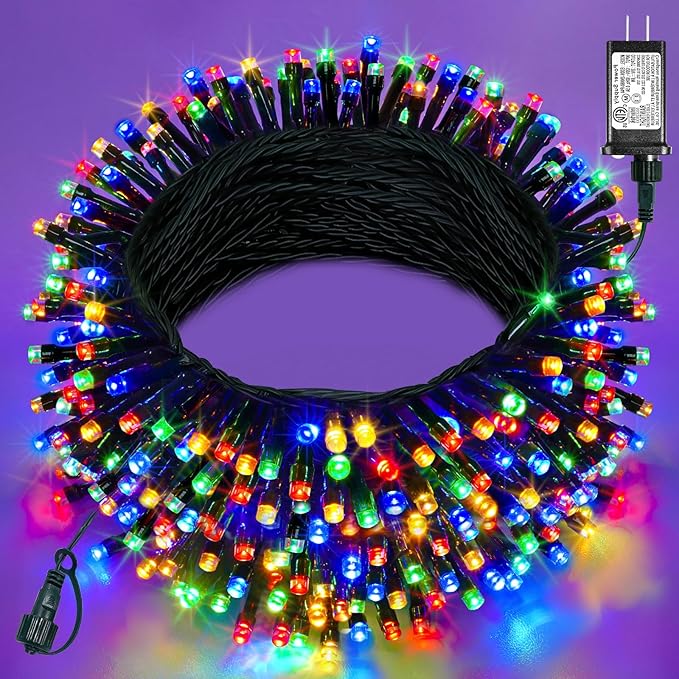 Multicolor Christmas Lights Outdoor, 80FT 240 LED Christmas Tree Lights Waterproof Plug in, 8 Modes Connectable Christmas Decorations Green Wire for Indoor Room Garden Xmas Holiday