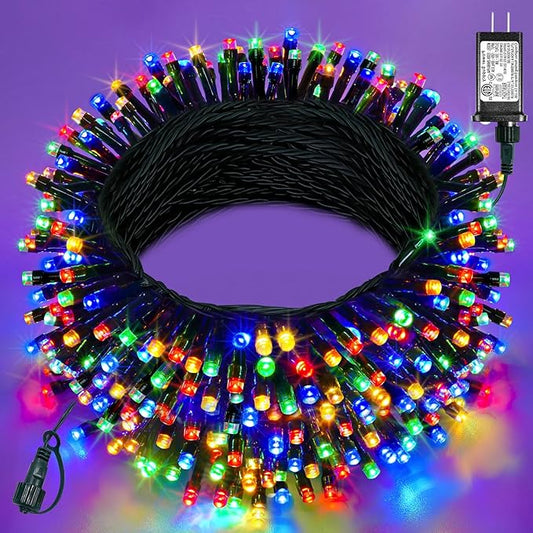 Multicolor Christmas Lights Outdoor, 80FT 240 LED Christmas Tree Lights Waterproof Plug in, 8 Modes Connectable Christmas Decorations Green Wire for Indoor Room Garden Xmas Holiday