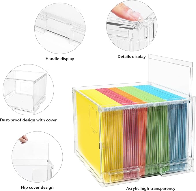 MUKAI File Box Organizer, Hanging Folder Storage Boxes, File Folder Organizer with Slide, Filing Crate Bin Holder with Letter-size File Holder Filing Box for Office, Home, Decor (2)