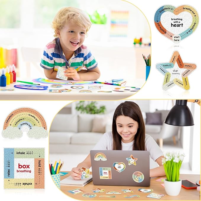 Libima 72 Pieces Anxiety Sensory Stickers Anxiety Textured Stickers Fidget Stickers Mindfulness Sticker School Counselor Supplies Adult Sensory Items Anxiety Relief, 9 Styles(Retro Color)