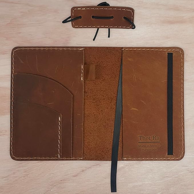 Leather Cover for Field Notes, Passport Cover, Leather Notebook Cover for 3.5" x 5.5" with Pen Holder, Only Cover (Bourbon)