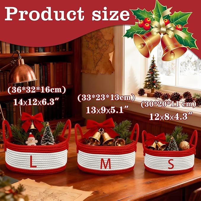 Personalized Christmas Basket with Name Custom Baby Shower Basket for Newborn, Cotton Rope Storage Organizer, Christmas Gift for Baby Kids Toddler