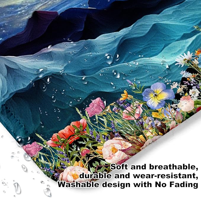 Mountain and Moon Square Mouse Pad,Non-Slip Rubber Base Mouse Pad, Home Office Decoration Desktop Accessory,Laptop Mouse Pad for Office Laptops,9.4x7.8x0.12in