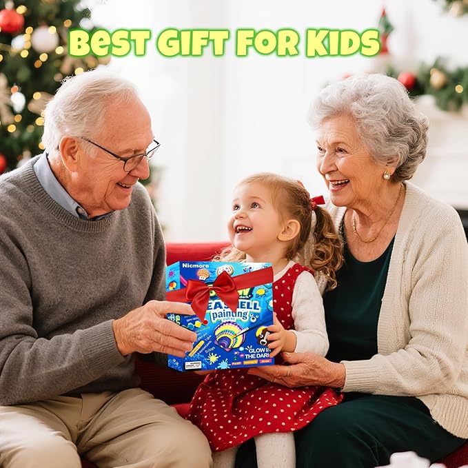 Nicmore Kids Sea Shell Art & Crafts: Glow in The Darkness Painting Kits Crafts for Age 4-6 4-8 8-12 Gift for Boys Girls Art Supplies Activities Toy Gifts for 3 4 5 6 7 8 9 10 11 12 Year Old