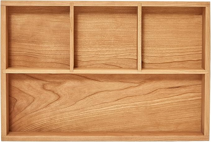 pandapark Wood Organizer Tray,Black Walnut,Desk & Drawer Storage Box (Cherry Master-4)