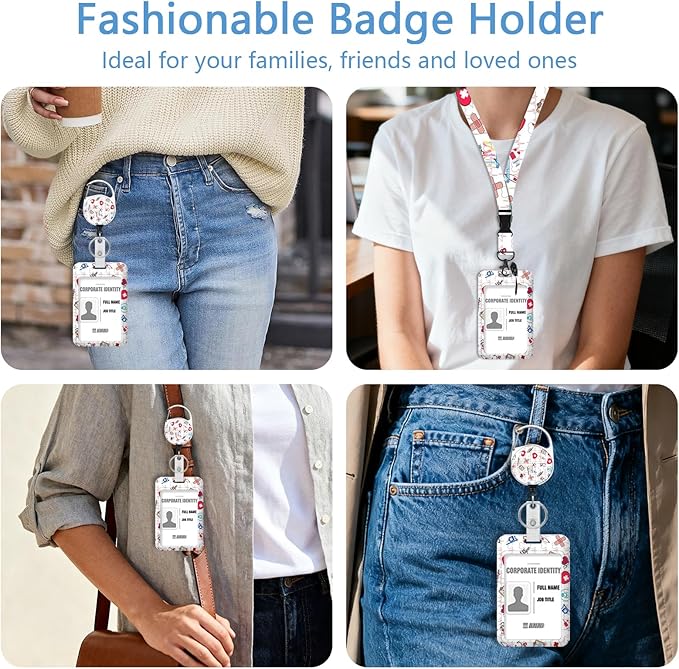 Nurse Badge Reel Pharmacy Lanyards for Id Badges, ID Badge Holder with Retractable Lanyard, ID Holder with Keychain Clips Heavy Duty, RN Name Tag ID Card Holder Doctor Women Office Gift