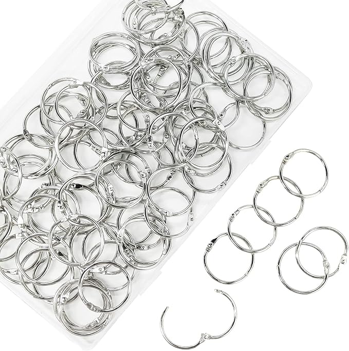 Loose Leaf Binder Rings 1-Inch（100 Pack） Office Metal Book Rings, Nickel Plated Steel Key Rings for School，Sliver