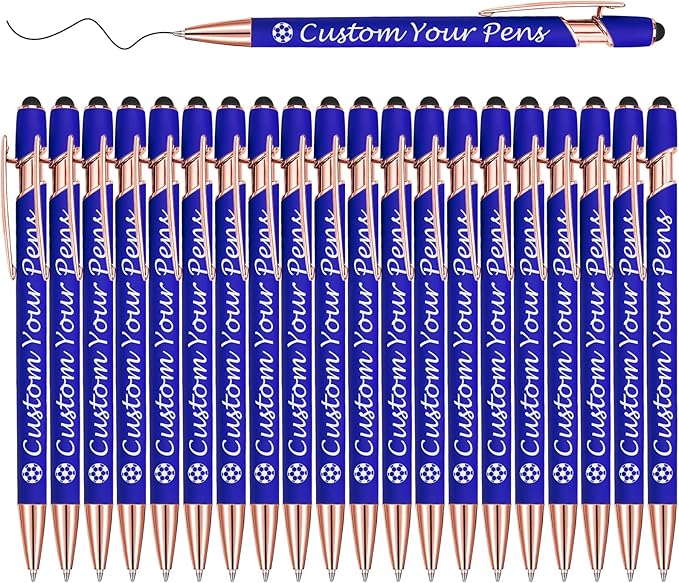 Amlion Personalized Custom Pens with Name Engraved Logo Text,20 Customized Writing Stylus Pen Promotional Item Gift for Men Women Office Business Wedding-Blue