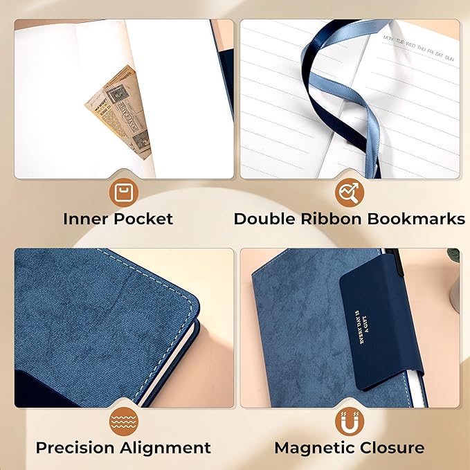 Lined Leather Journals for Writing B5 Large Journaling Notebooks with 100 GSM Thick Paper Journal Notebook for Men & Women with Buckle Closure Travel Work Note Taking Diary, 7.28" x 10.23", Blue