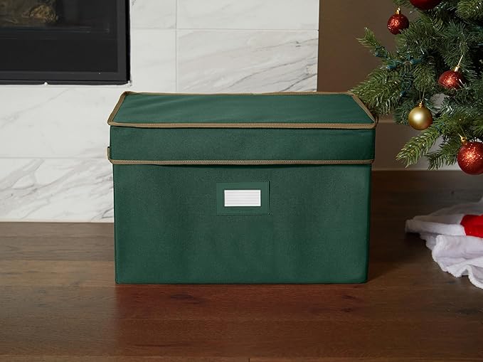 Covermates Keepsakes Christmas Light Storage Box - Carrying Handles, Sturdy Interior Walls - Holiday Storage, Green