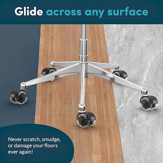 Lifelong Office Chair Wheels Replacement Rubber Chair Casters for Hardwood Floors and Carpet, Set of 5, Heavy Duty Casters for Chairs to Replace Office Chair Mats - Fits 98%
