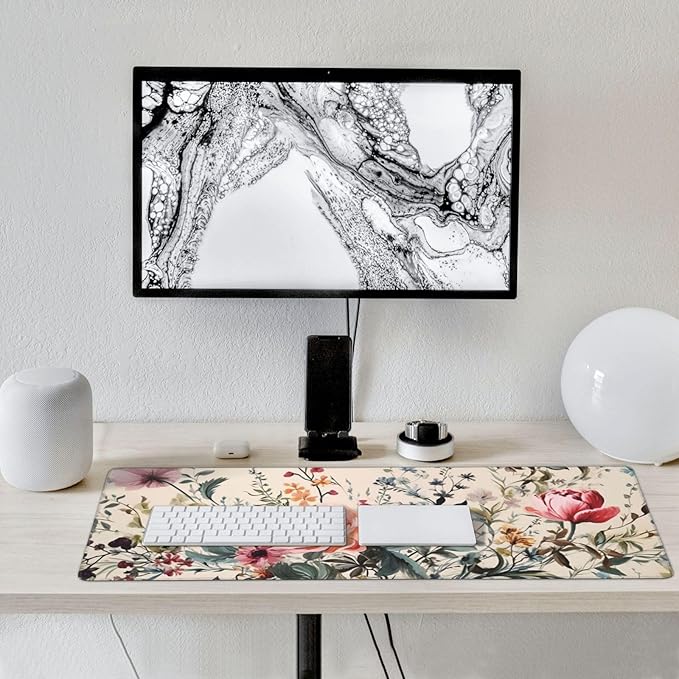 35.4 x 15.7 in, Waterproof XXL Large Mouse Pad for Desk, Extended Keyboard Mouse Mat for Computer Office, Big Laptop Mouse pad, Gaming Pc-Weeds and Flowers