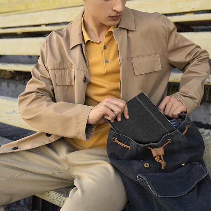 Lined Journal Notebooks for Work 2 Pack, 320 Pages, Medium 5.5 in x 8.5 in - 100 GSM Thick Paper, Hardcover Journal Leather Notebook for Writing & Note Taking, 2 Black