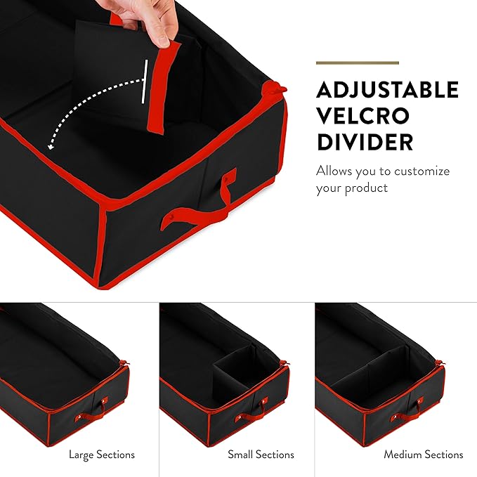 ZOBER Premium Storage Container, with Interior Pockets, fits 18-20 Standard Rolls, Gift Wrap Organizer and Under Bed Storage Bin for Bows, Ribbons, and Wrapping Paper, 40” Length - Tear-Proof Fabric