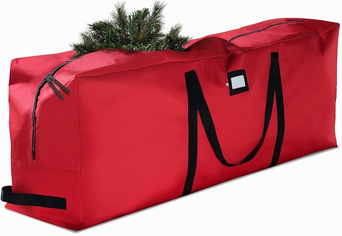 Zober Christmas Tree Storage Bag - Fits 7.5 Ft Artificial Trees - Tear Proof 600D Oxford Fabric Waterproof Christmas Tree Bag For Storage Box For Xmas - Strong, Durable Handles - Card Slot - Red