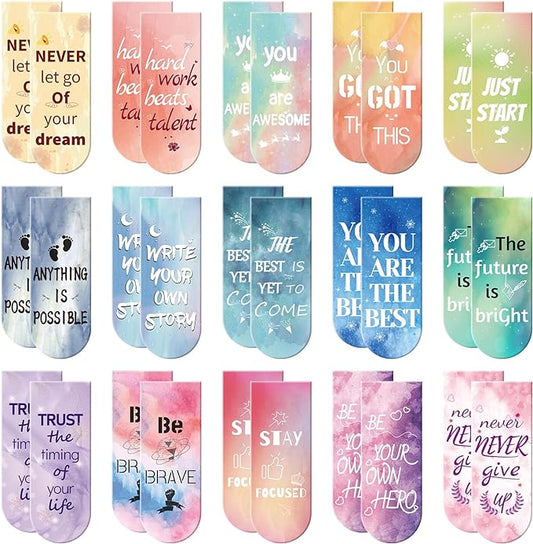 Magnetic Bookmarks, Kaluofan 30PCS Inspirational Bookmarks, Bookmarks for Women, Bookmarks for Kids, Double Sided Magnet Book Markers Page Clip for Students Teachers Reading Supplies