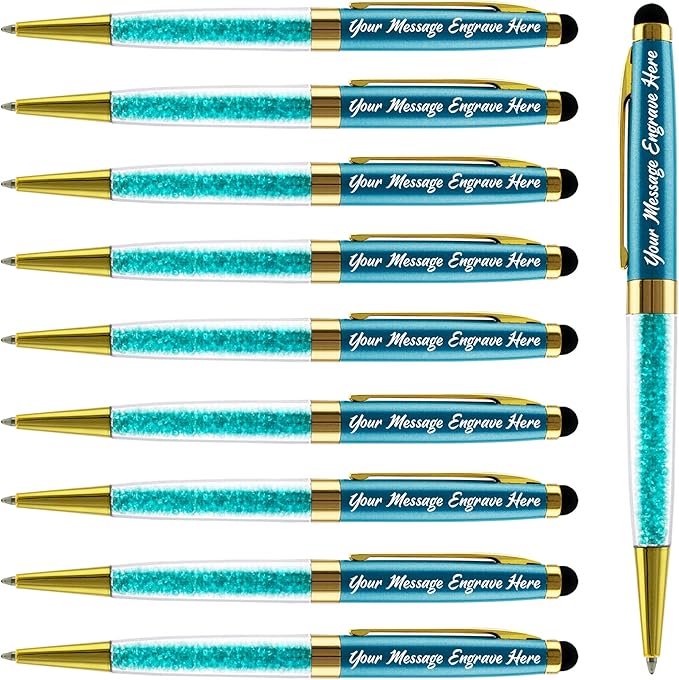 Ancolo Personalized Gift Pens - Ballpoint Pen with Stylus Tip Stylish Pens, Premium Crystal Diamond Pen, Engraved Your Logo or Slogan Perfect for Graduate Lawyer/Professor 10PCS/ Pack