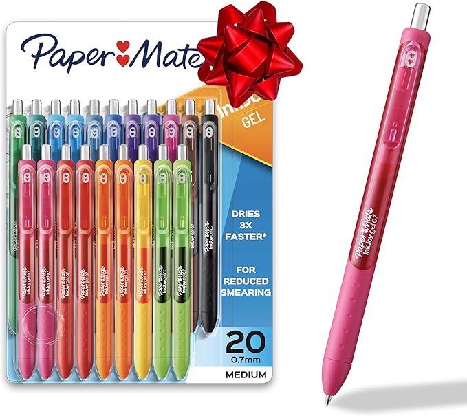 Paper Mate InkJoy Gel Pens, Medium Point (0.7mm), Assorted Colors, 20 Count - Back to School Supplies, Teacher Essentials, Journaling, Writing, Note-Taking