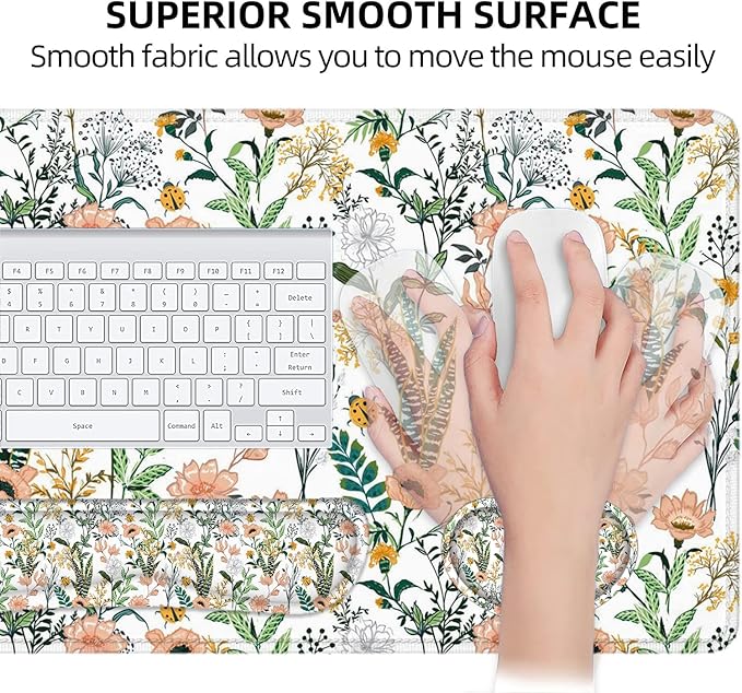 LATEEFAH Desk Mat, Mouse Pad with Wrist Rest, 4-in-1 Large Mouse Pads for Desk, Ergonomic Mouse Pad and Keyboard Wrist Rest Gaming Keyboard Mat for Office, Home