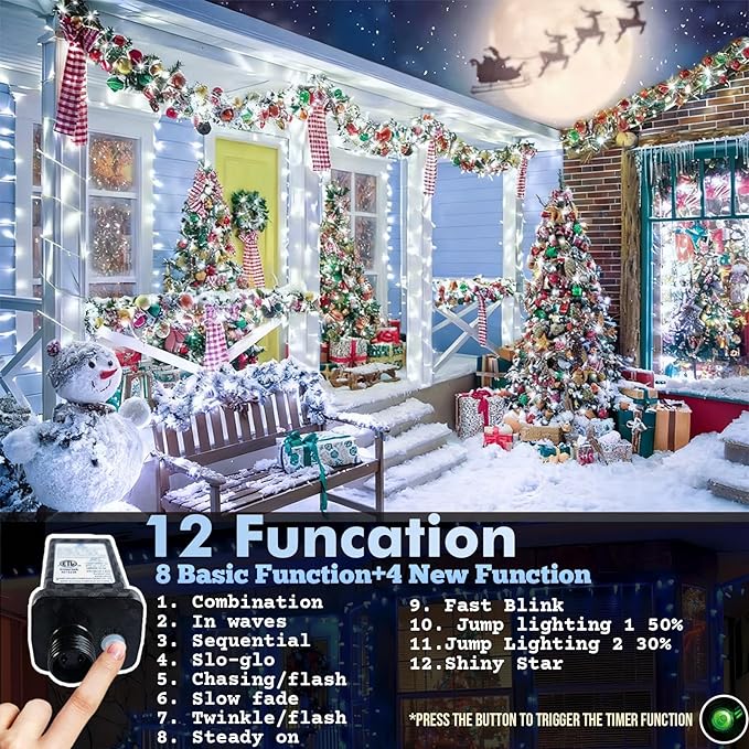 Outdoor Fairy Lights Waterproof, Plug in String Lights with 8 Modes Timer, 392Ft 1200 Twinkle LED Outdoor & Indoor Decor for Girl's Bedroom/Garden/Patio/Yard/Wedding/Holiday Party