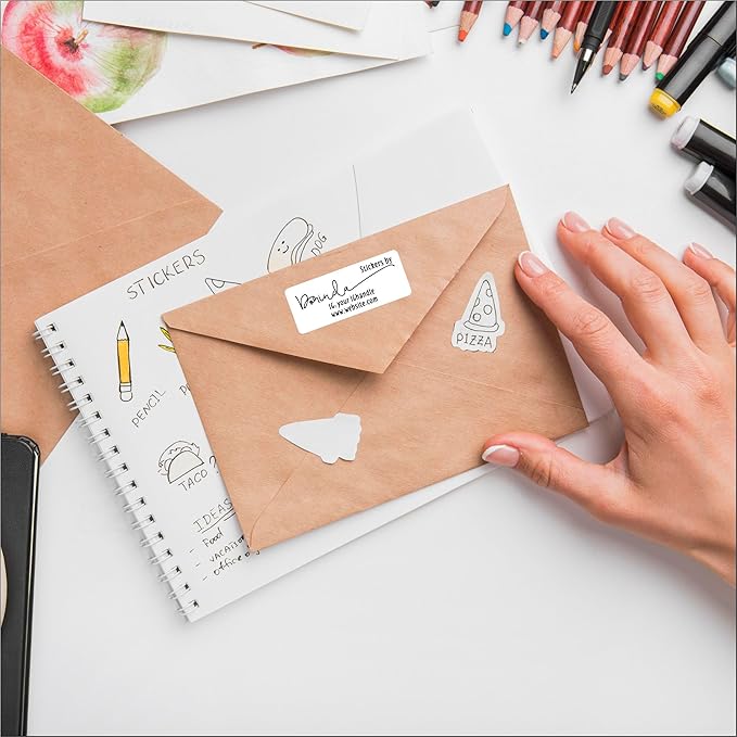 White Address Labels - Personalized Return Address Labels, Mailing and Shipping Labels for Envelopes, Packages, Business, and Home Use (no icon)