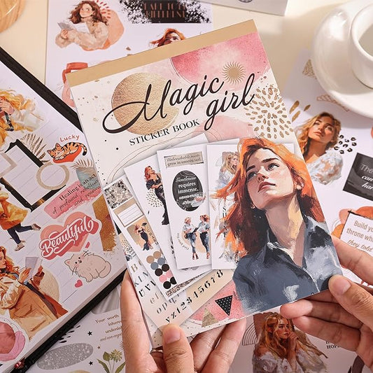 Magic Girl Decal Stickers Book For Planners, Calendars, Journals, Vision Boards, Projects, Laptop & Water Bottles – Premium Quality, Hand Drawn, Waterproof – Scrapbook Accessories For Women - 24 Pages