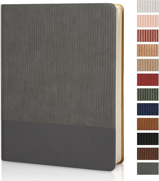 Lined Journal Notebook for Work College Ruled Note Book 7.2"x9.6" B5 PU Leather Daily Journaling 160 Pages for Women Men Writing Home School Supplies Business (Dark Gray)