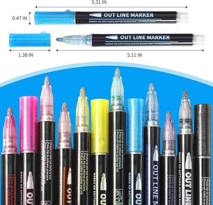 Outline Markers 12 Shimmer Markers Glitter Pens,Stocking Stuffers for Teen Girl Gifts Trendy Stuff,Art Supplies Crafts Gifts